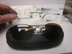 Revolution Eyeglass Frame W/ Magnet sun shade  REV533  ESPRESSO 52-19-140 w/case - Picture 1 of 5