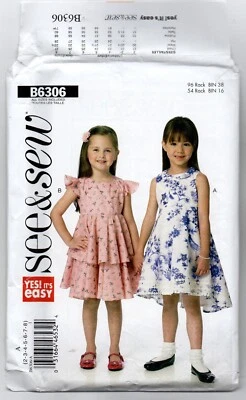 NEW BUTTERICK SEWING PATTERN B6306 CHILDRENS DRESSES SZ 2 THROUGH 8 - Image 1 of 3