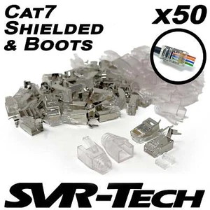 SVR-Tech RJ45 Cat7 Cable STP Shielded EZ Pass Through Connectors & Boot 50 pack - Picture 1 of 1