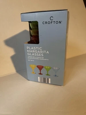Aldi Crofton 4 Pack Plastic Margarita Glasses Assorted Colors New in Box - Изображение 1 из 3