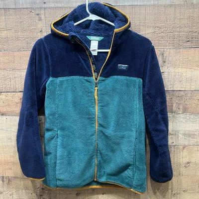 Chaqueta con Capucha LL Bean Jóvenes Niños Vellón Difuso Cremallera Verde/Azul Talla Grande 14/16 Foto 1 de 4