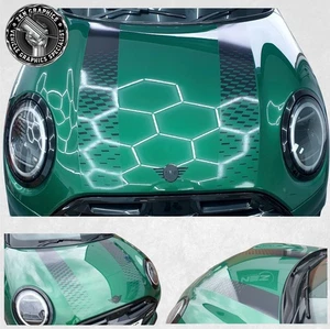 Transparent Gloss Black Bonnet Stripes Mini F66 F65 Cooper S JCW Stickers Decals - Picture 1 of 8