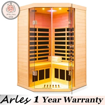 2-Person Indoor Far Infrared Sauna Room Hemlock Wood Personal Sauna Detox 1520w - Image 1 of 4