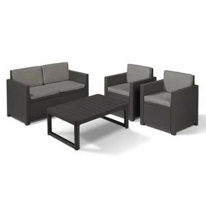 Loungeset Loungemöbel Sitzgruppe Allibert Victoria mit Tisch Lyon Rattanoptik - Bild 1 von 12