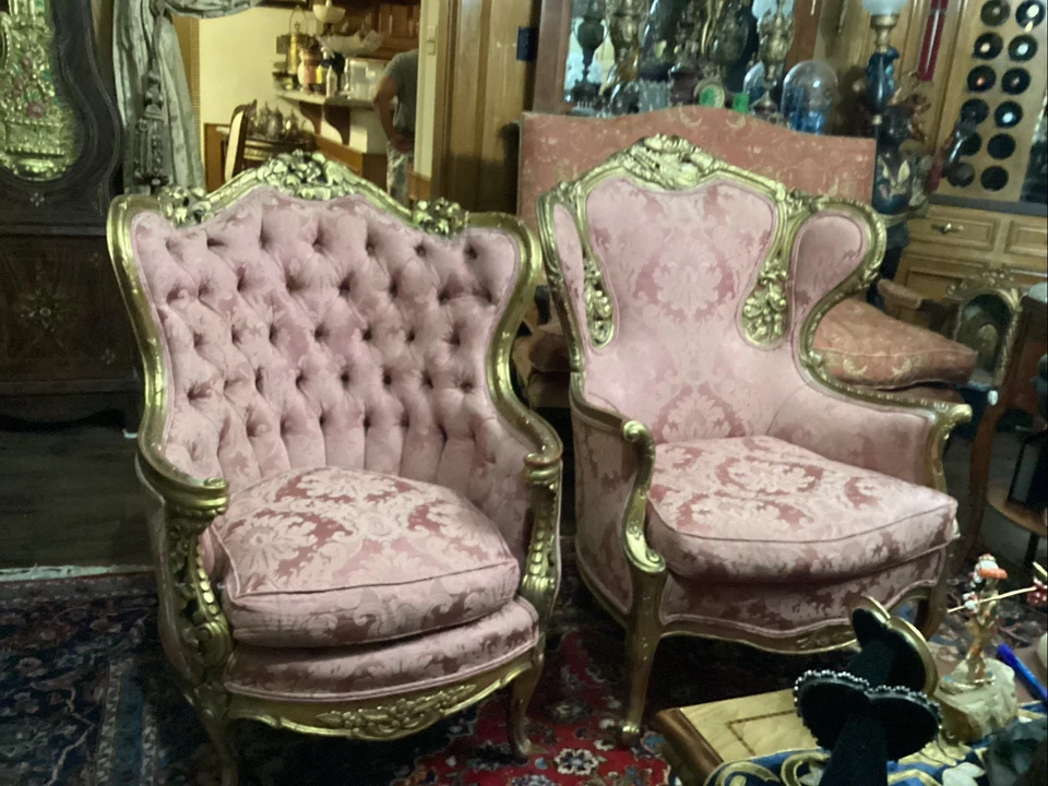 Par de sillas francesas estilo Luis XV barroco rococó vintage Foto 1 de 4