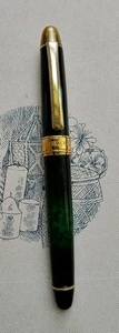 ++Very RARE Lucky 2002 China Rollerball VTG CHINESE Green Marble Effect VINTAGE - Picture 1 of 12