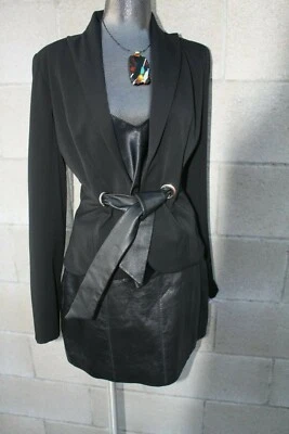 Blazer Cache Negro Imitación Cuero Corbata Cintura Talla 2 Foto 1 de 4