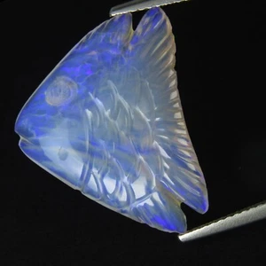 6.33Ct Natural Color Play Unheated Australian White Opal Fish Carving Gemstone - Picture 1 of 3