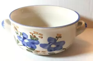 Zuppiera vintage Chi Kiang Cina in gres con piattino fiori blu dipinti a mano - Foto 1 di 5