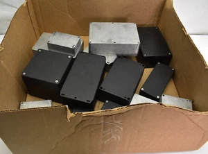 15 Hammond Manufacturing Die Cast Enclosure Bulk Lot Various Size Black & Silver - Picture 1 of 7
