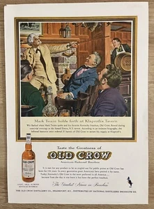Old Crow Bourbon w/ Mark Twain Alcohol Vintage Print Ad Advertisement 1959 - Picture 1 of 3