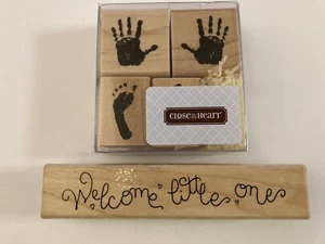 Baby Impressions 4er Set Welcome Little One CTMH Briefmarken Handabdrücke Fußabdrücke - Bild 1 von 7