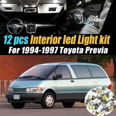 12Pc Super White Car Interior LED Light Bulb Kit for 1994-1997 Toyota Previa - Image 1 of 4