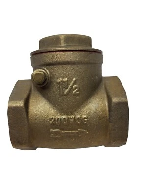 Brass Swing Check Valve 1-1/2" FNPT Threaded Lead-Free 200 WOG American Valve - Image 1 of 4