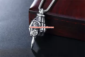 Mens Stainless Steel Skeleton Hand Middle Finger 13 Pendant Chains Necklace J659 - Picture 1 of 3