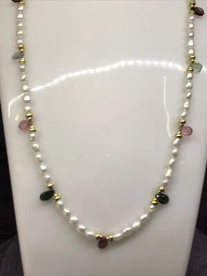 collana perle con tormaline Multicolor in argento 925 - Immagine 1 di 4