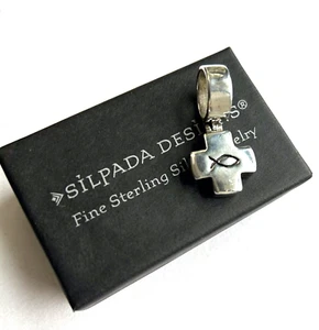 #SILPADA 9.25 Sterling Silver Ichthus Fish Cross Pendant Chunky S0866 w/Box - Picture 1 of 3