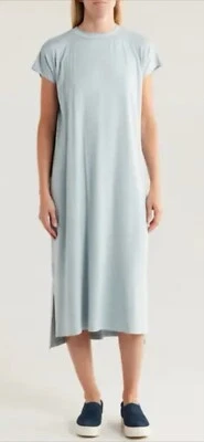 Eileen Fisher Shift Dress XS Dawn Blue Viscose Blend Crew Neck Comfort Casual - Image 1 of 4