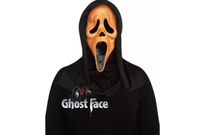 Orange Fluorescent Ghost Face Mask Adult Costume Accessory NEW Scream Fun World - Picture 1 of 1