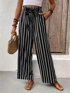 Striped High Waist Wide Leg Pants - Picture 1 of 6
