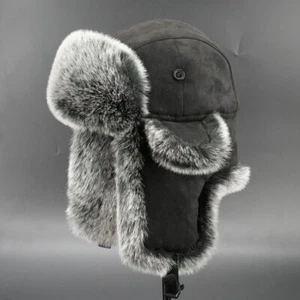 Homme Chapeau Trappeur Casquette Ski Ouchanka Russe Cosaque Fausse Fourrure Daim - Picture 1 of 9