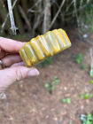 Vintage Deep Carved Green & Yellow Bakelite (tested) Clamper Bracelet