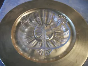 Vintage geschliffenes Glas rund/Muschel Stil 3 Fächer Relish/Süßigkeiten/Nussschale REDUZIERT! - Bild 1 von 7