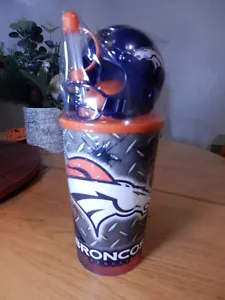 Denver Broncos Helmet Cup 32oz Plastic with Straw - Picture 1 of 9