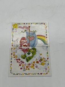 1985 Care Bears Sticker Trading Card 165, 166 Panini Puzzle Love A Lot Good Luck