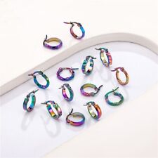 Stainless Steel K pop Earrings Small Circle Ears Rings Studs Women's Jewelry 2pc