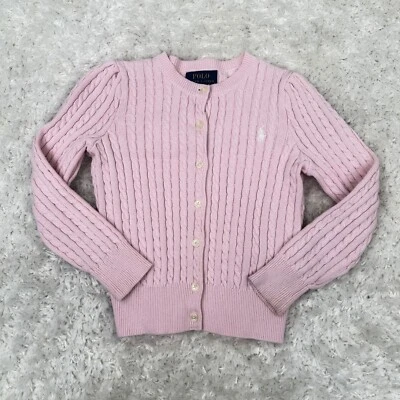 Polo Ralph Lauren Niña S Pequeño Bebé Rosa Botón Cárdigan Suéter Tejido con Cable Foto 1 de 4