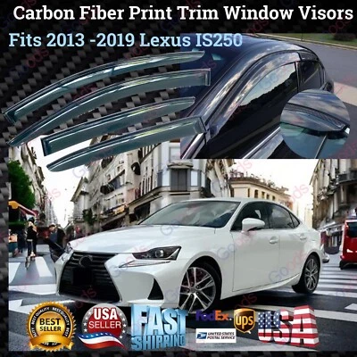 Viseras de ventilación de ventana con adornos de patrón de carbono para Lexus IS200 250 300 350 F 2013-19 Foto 1 de 4