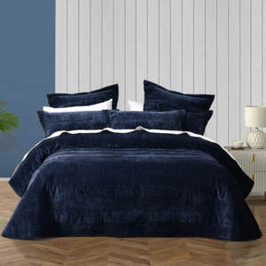 Bianca Cyrano Indigo Soft Velvet Polyester Quilted Coverlet Set or Accessories - Picture 1 of 8