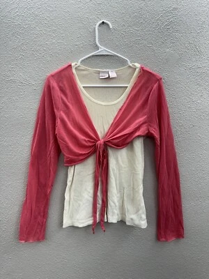 Camiseta sin mangas Xhilaration Juniors talla XL de dos piezas con corbata recortada rosa Y2K Foto 1 de 4