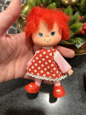 Vintage Lanard 5" Very Cherry Jelly Bean Doll - Red Dress Tights Polka Dots - Image 1 of 4