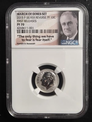 2015 P REVERSE PROOF SILVER ROOSEVELT DIME NGC PF70 FIRST RELEASES  - Image 1 of 4