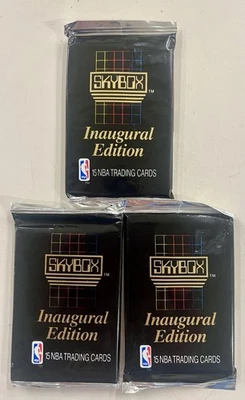 1990-91 Skybox NBA Basketball Series 1 - 3 Factory Sealed Packs (3 Packs) - Image 1 of 2