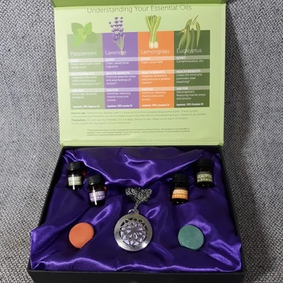 Collar Difusor Aromaterapia Medallón Colgante con Aceites Esenciales Incluidos Usado Foto 1 de 4