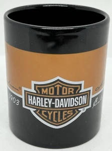 Vintage 12 oz 1997 Harley Davidson Motorcycle Mug Cup Black Orange Coffee Tea - Picture 1 of 4