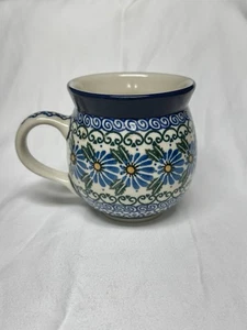 Ceramika Artystyczna Unikat Polish Pottery Bubble Mug Blooming Daisy 10oz - Picture 1 of 3