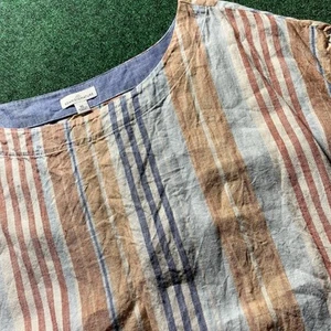 LL Bean Signature Womens XL Striped Linen Tie Waist Camp Shirt Nautical Preppy - Picture 1 of 10