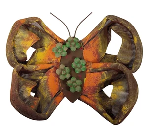 Rustikale Haus & Garten Dekor Metall, Netz SCHMETTERLING 3D, handbemalt 11,25" x 8,75" - Bild 1 von 2