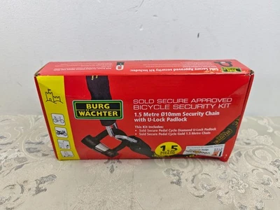 Burg-Wachter 1.5M Sold Secure Gold Bike Chain and Lock Kit, Black - Image 1 of 4