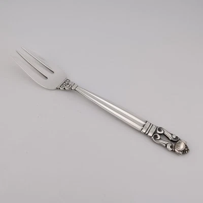 Tenedor de pastelería Georg Jensen de bellota de plata esterlina - 5 5/8" - sin monogramas Foto 1 de 3