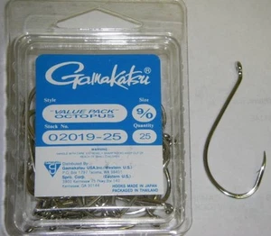 GAMAKATSU OCTOPUS SALTWATER FISHING HOOKS "VALUE PACK" NICKEL 02019-25 SIZE 9/0 - Picture 1 of 1