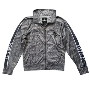 Baby Phat Women’s Sz Large Heather Gray Embroidered Logo Y2K Zip Collared Jacket - Picture 1 of 19