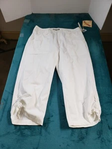 Caribbean Joe Pants Sz 14 Womens White Dress Stretch Ladies Capri Twill NWT - Picture 1 of 12