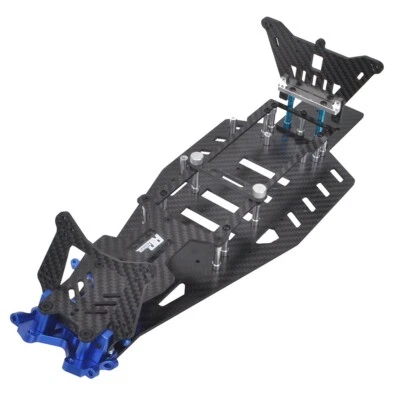 Carbon Upper Lower Chassis w/ Shock Tower Mounts for Traxxas Bandit Rustler 2WD - Image 1 of 4