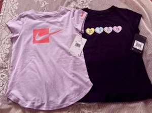 Nike Girl's 2 Shirts Size 6X NEW Black & Lavender 100% Cotton - Picture 1 of 4