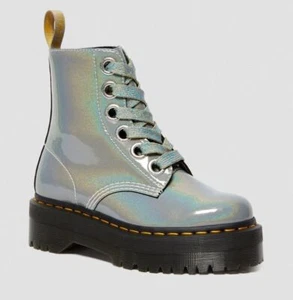 Dr. Martens 6 Loch Molly Silver Iridescent Prysm - Picture 1 of 48